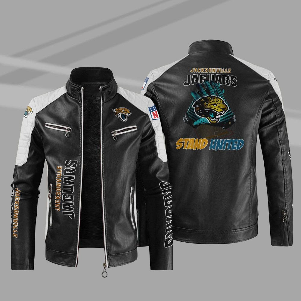 Jacksonville Jaguars Stand Collar Leather Jacket BG07