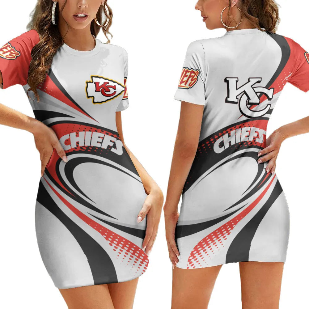 Kansas City Chiefs Casual Short Sleeve Bodycon Mini Dress BG186