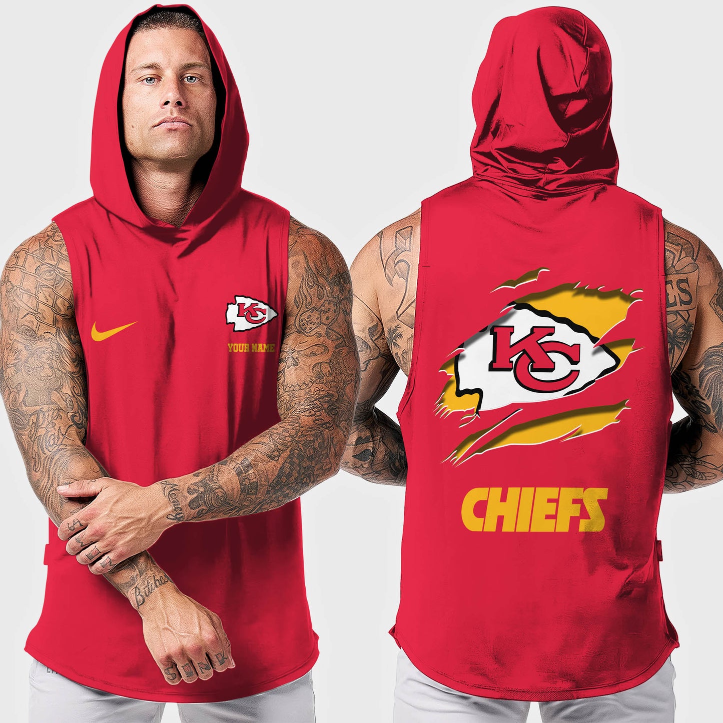 Kansas City Chiefs Men Workout Hooded Tank Top AZMGSH016