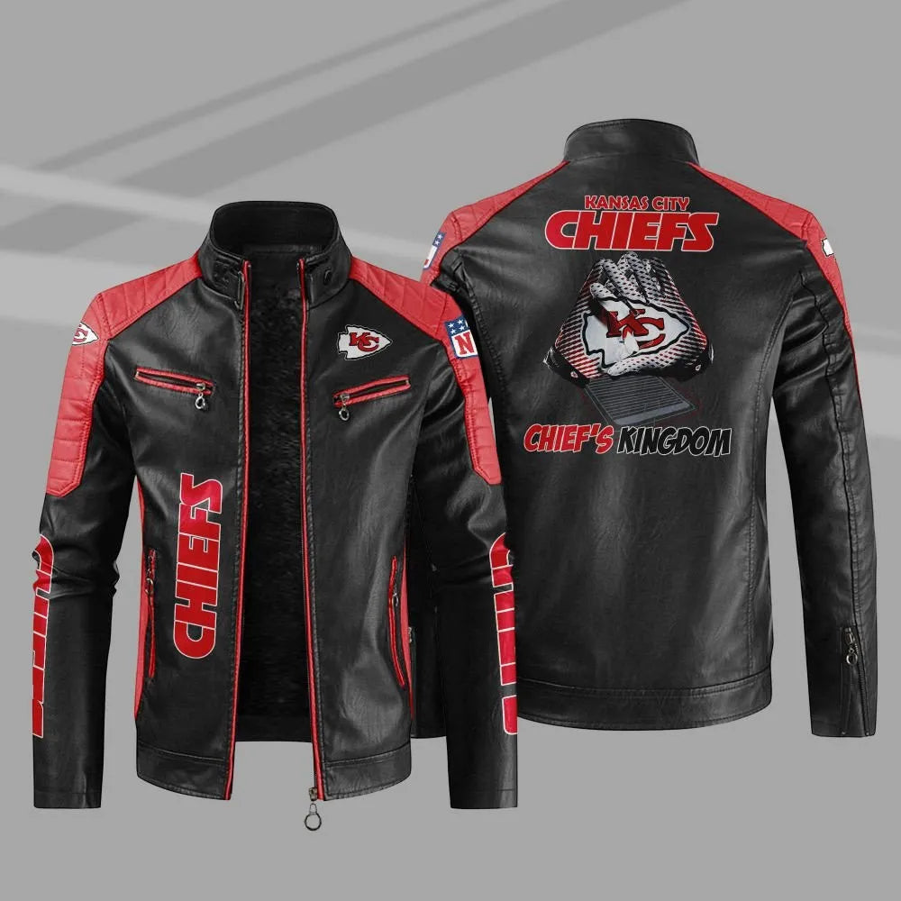 Kansas City Chiefs Stand Collar Leather Jacket BG08