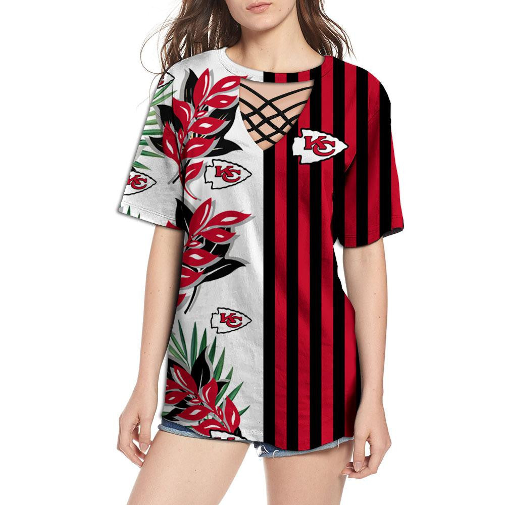 Kansas City Chiefs Women Summer String Short Sleeve Shirt BG35