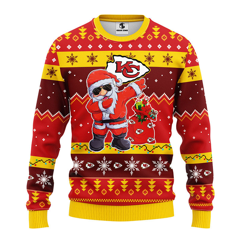Kansas City Chiefs Dabbing Santa Claus Ugly Christmas Sweater BGSWT170