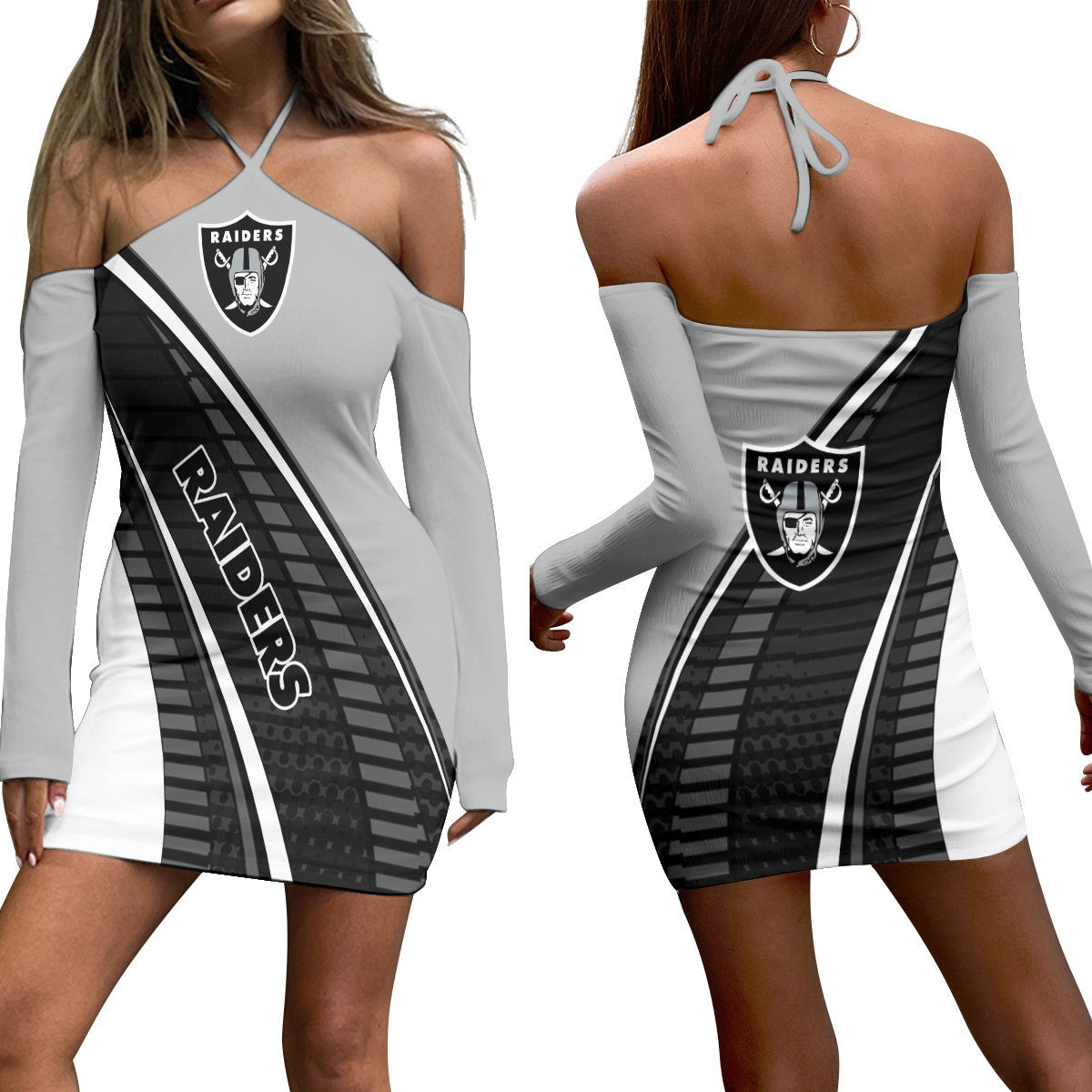 Las Vegas Raiders Halter Lace-up Dress 005