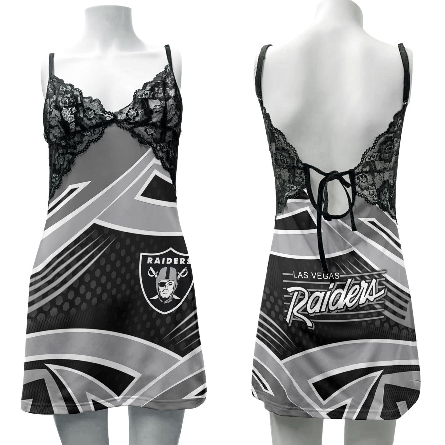 Las Vegas Raiders Lace Back Strap Slip Dress 197-2