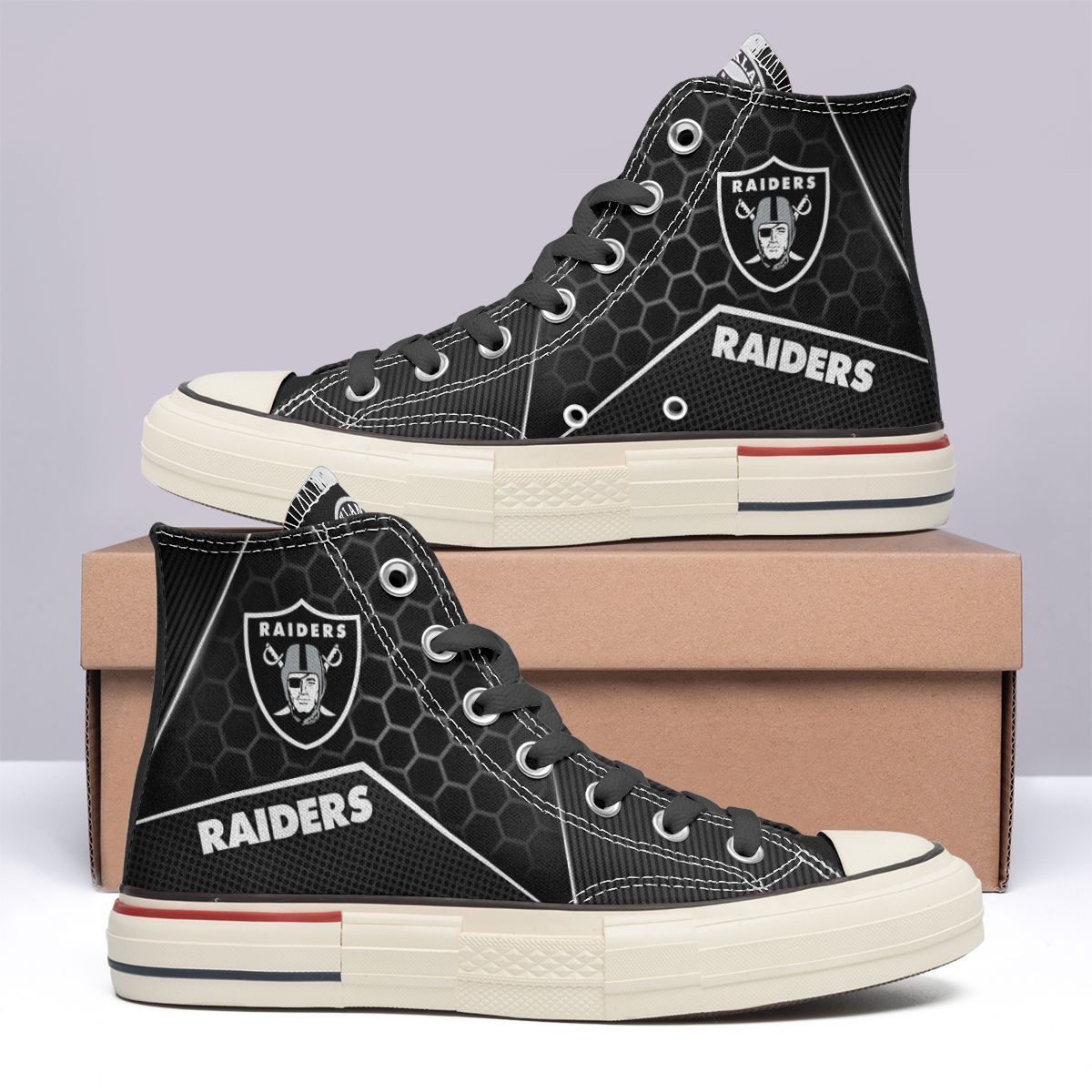 Las Vegas Raiders New High Top Canvas Shoes 09