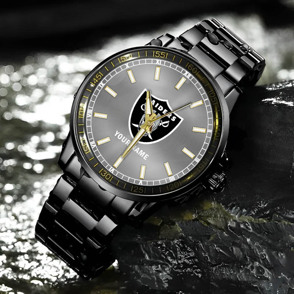 Las Vegas Raiders Black Fashion Watch Gifts For Sport Fans AZWATCH044