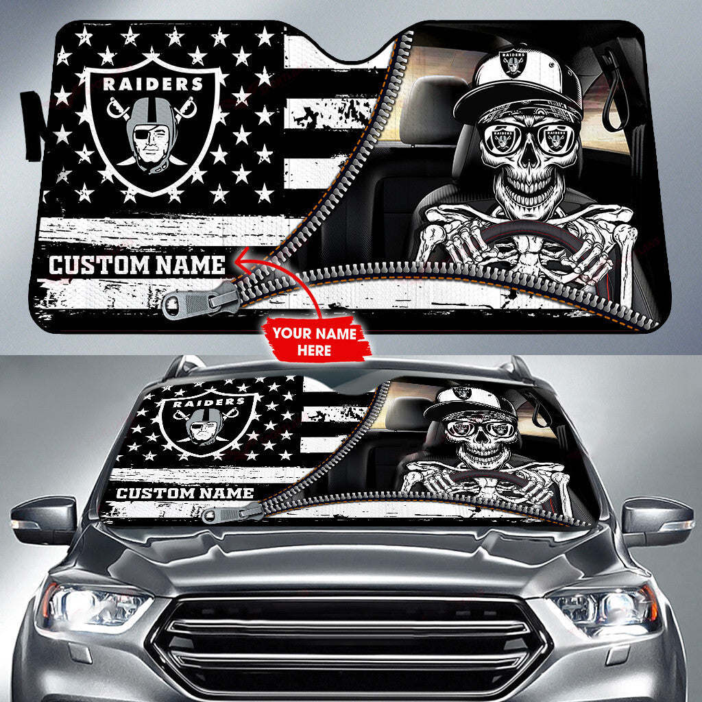 Las Vegas Raiders Personalized Auto Sun Shade BG78