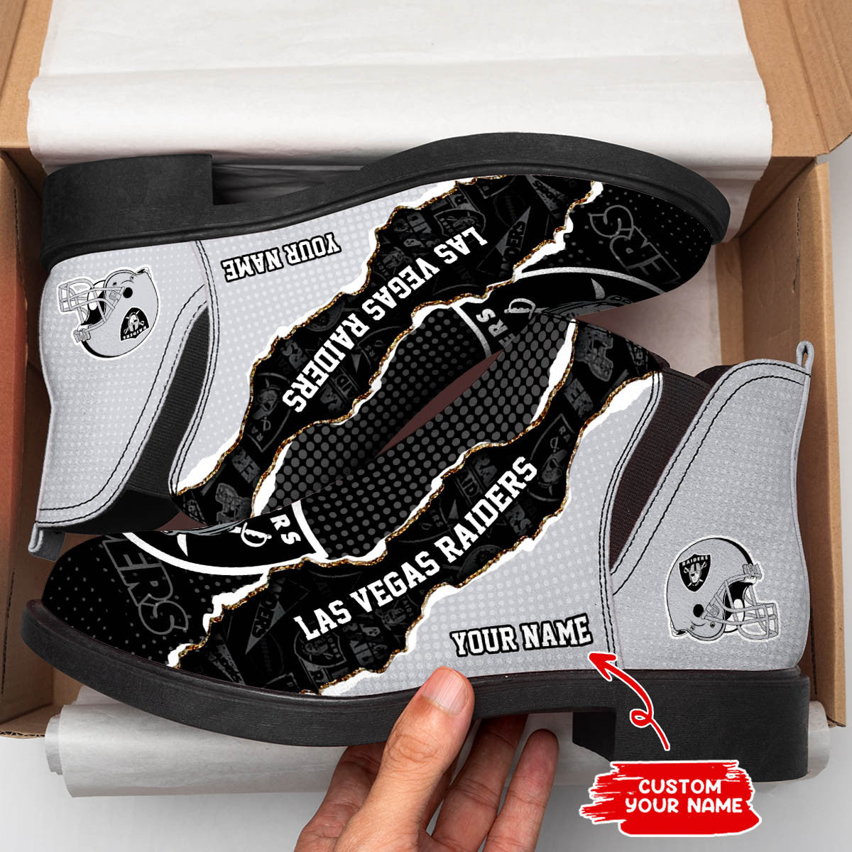Las Vegas Raiders Personalized Comfort & Fashion Short Boots BG25