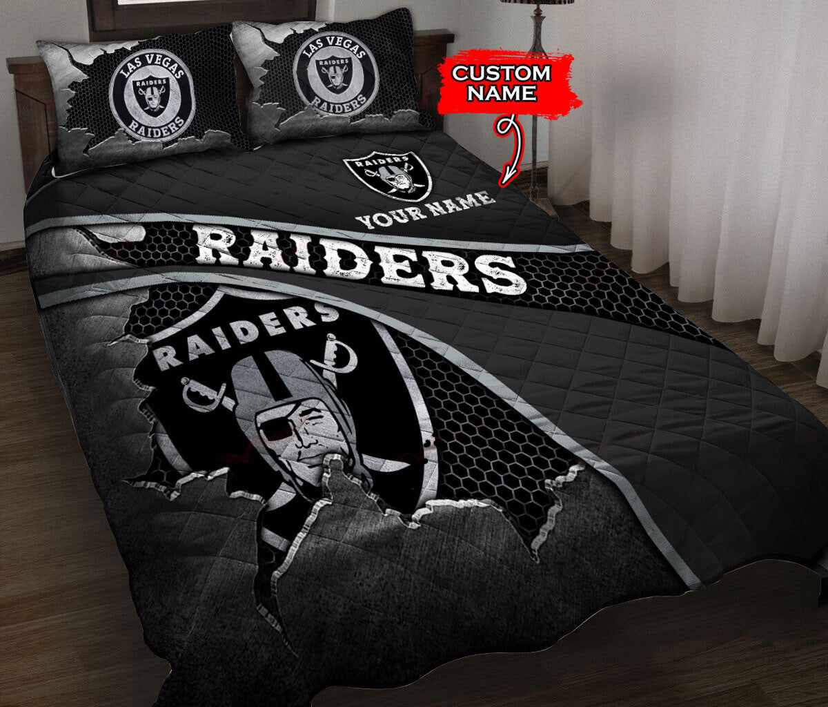 Las Vegas Raiders Personalized Quilt Set BG131