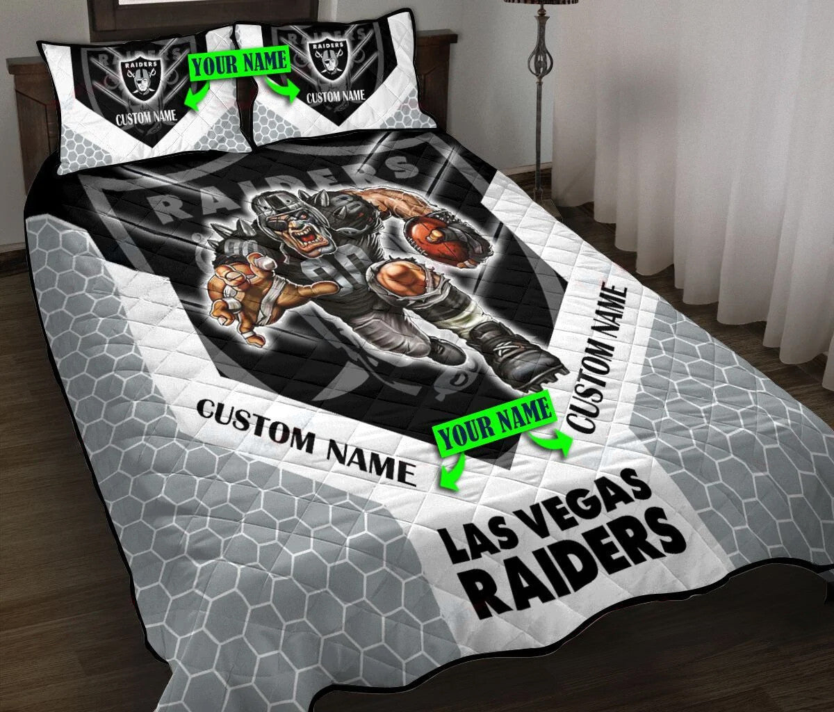 Las Vegas Raiders Personalized Quilt Set BG97
