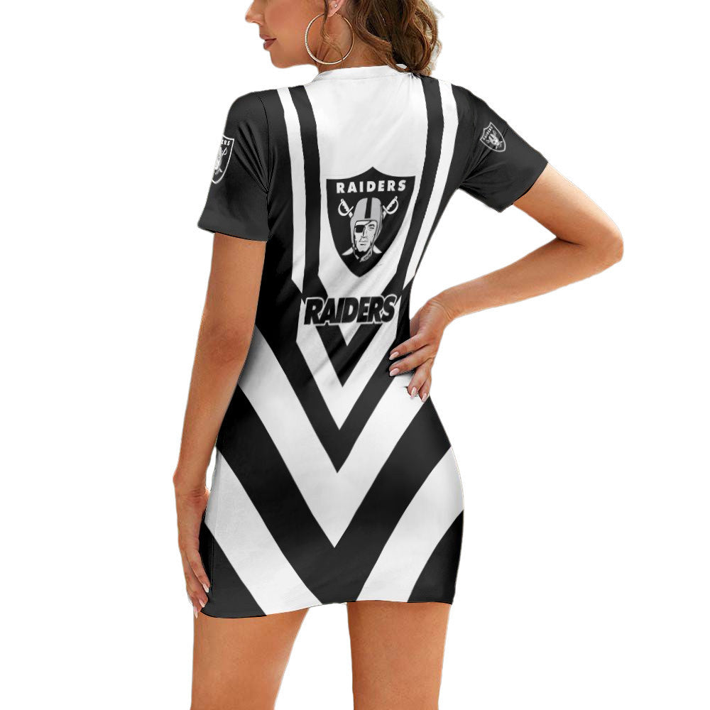 Las Vegas Raiders Short Sleeve Bodycon Mini Dress BG287