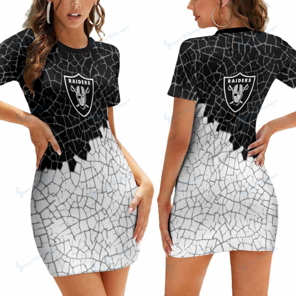 Las Vegas Raiders Short Sleeve Bodycon Mini Dress BG325