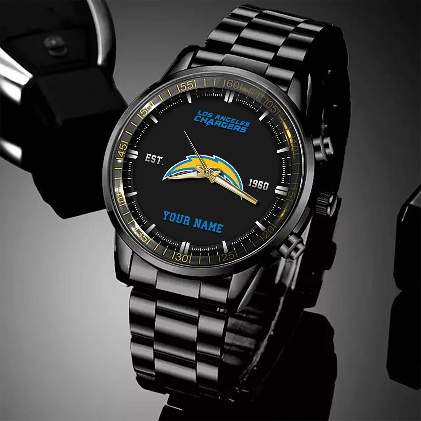 Los Angeles Chargers Black Fashion Watch Gifts For Sport Fans AZWATCH072