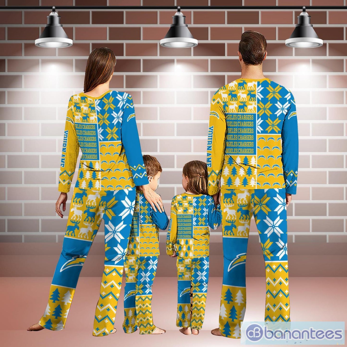 Los Angeles Chargers Pajamas Christmas Gift For Family AZCPYZAM114