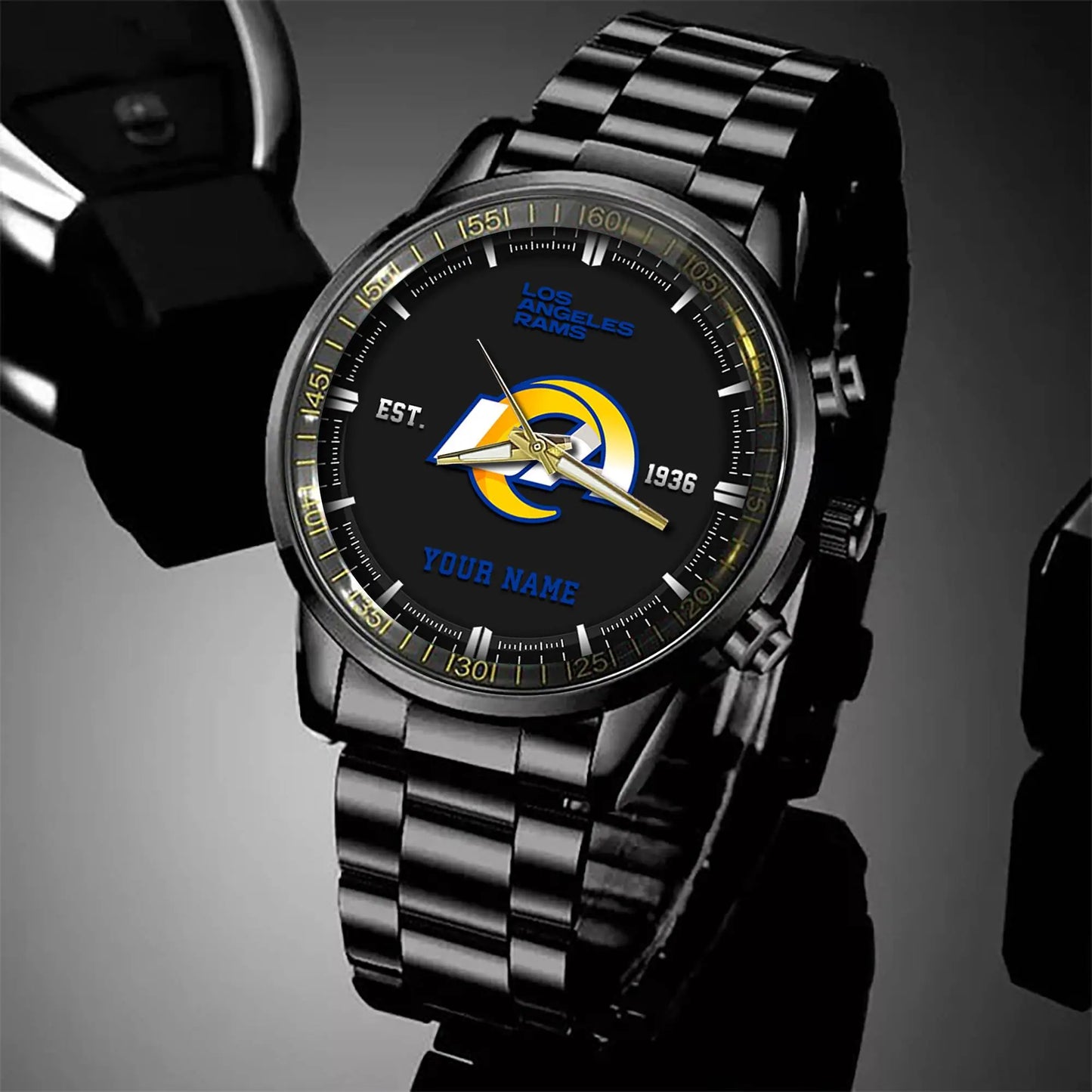 Los Angeles Rams Black Fashion Watch Gifts For Sport Fans AZWATCH073