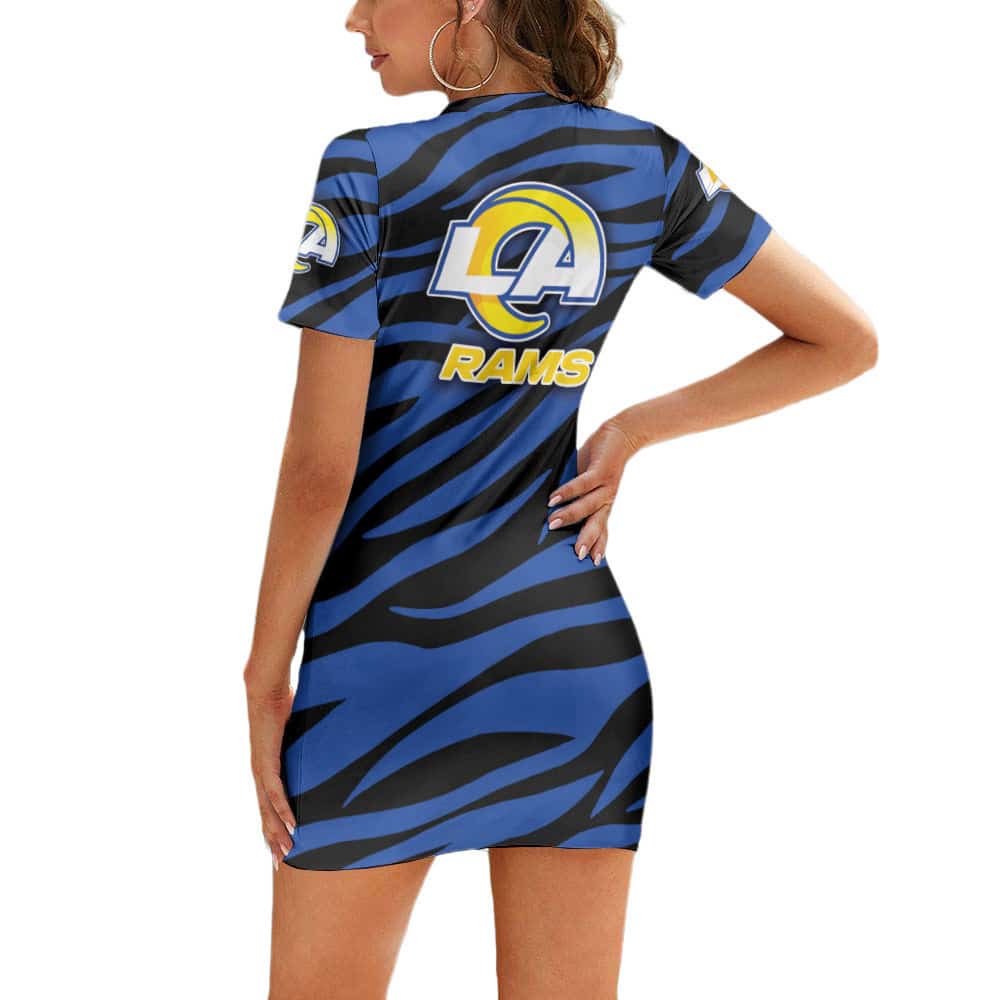 Los Angeles Rams Casual Short Sleeve Bodycon Mini Dress BG131