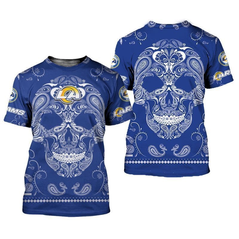 Los Angeles Rams Limited Edition Bandana Skull Sweatshirt Zip Hoodie T shirt Bomber Jacket Sizes S-5XL NEW012425