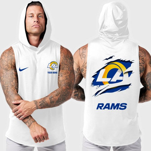 Los Angeles Rams Men Workout Hooded Tank Top AZMGSH019