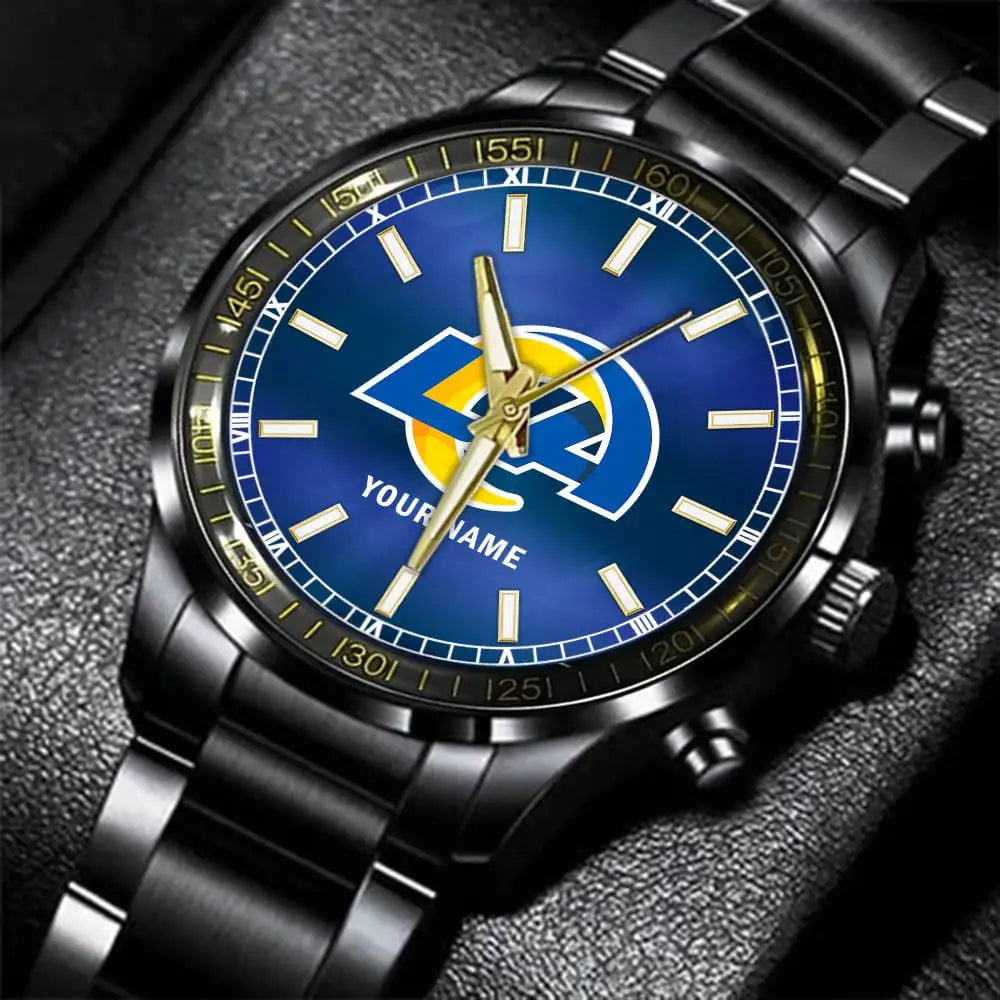 Los Angeles Rams Black Fashion Watch Gifts For Sport Fans AZWATCH045