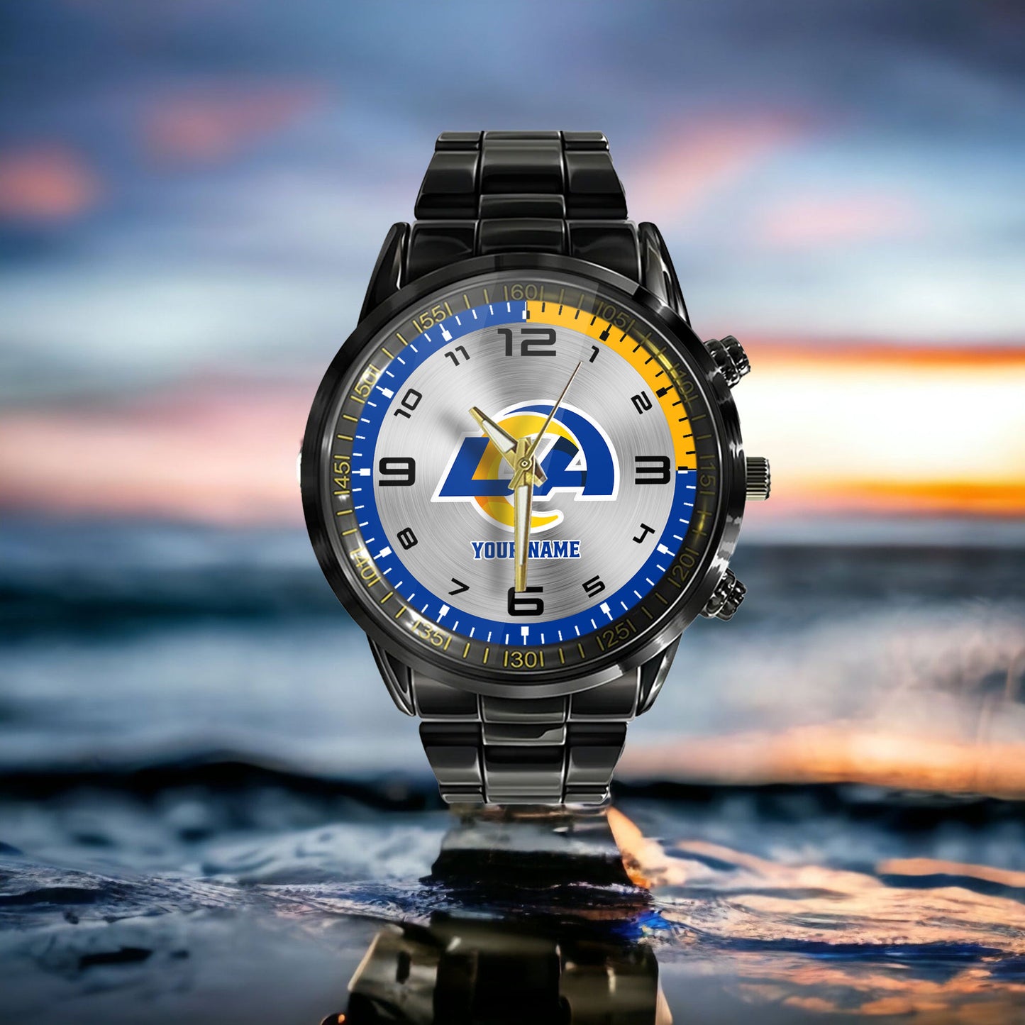 Los Angeles Rams Black Fashion Watch Gifts For Sport Fans AZWATCH019