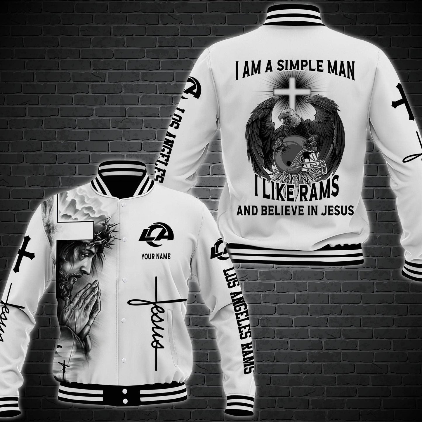 Los Angeles Rams Personalized Baseball Jacket 45