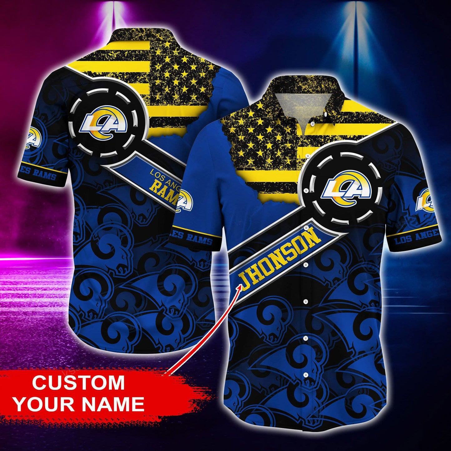 Los Angeles Rams Personalized Button Shirt and T-shirt BG177