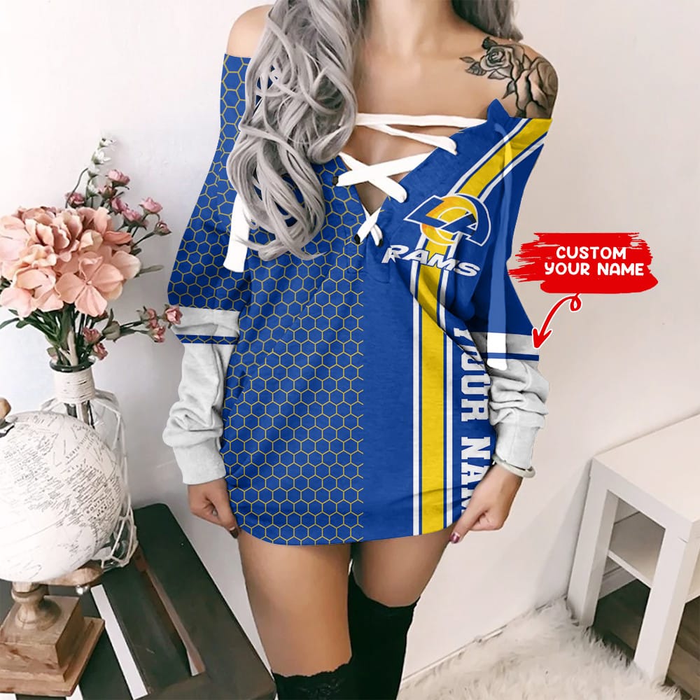Los Angeles Rams Personalized Lace-Up Sweatshirt BG21