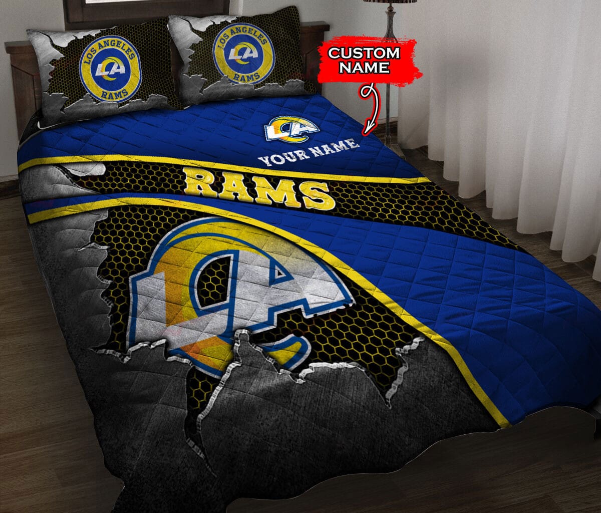 Los Angeles Rams Personalized Quilt Set BG133