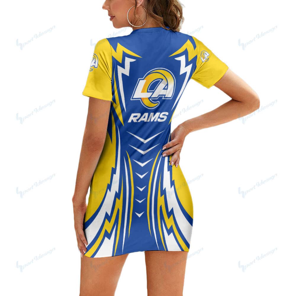 Los Angeles Rams Short Sleeve Bodycon Mini Dress BG294