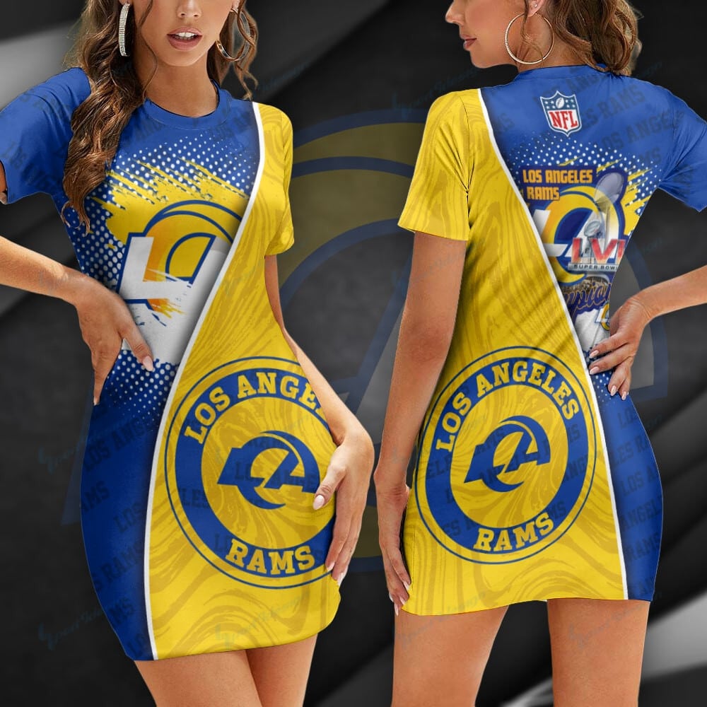 Los Angeles Rams Short Sleeve Bodycon Mini Dress BG304
