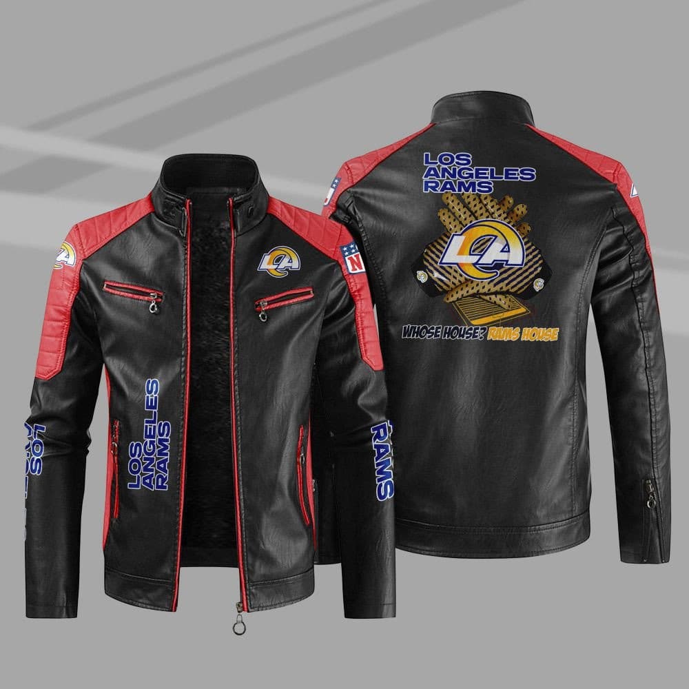 Los Angeles Rams Stand Collar Leather Jacket BG11