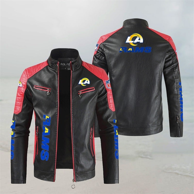 Los Angeles Rams Stand Collar Leather Jacket BG46