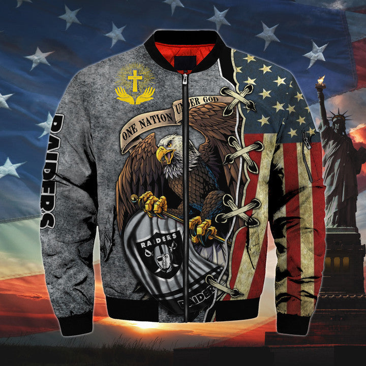 Men’s One Nation Under God Las Vegas Raiders Bomber Jackets