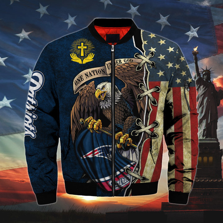 Men’s One Nation Under God New England Patriots Bomber Jackets
