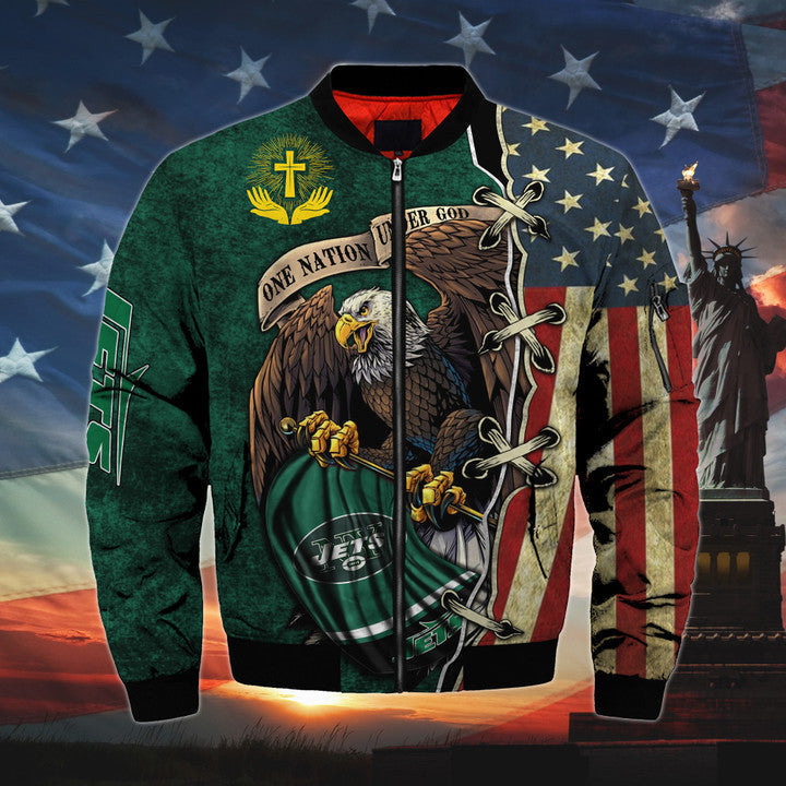 Men’s One Nation Under God New York Jets Bomber Jackets
