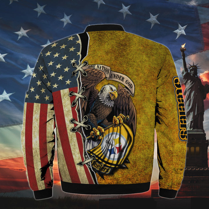 Men’s One Nation Under God Pittsburgh Steelers Bomber Jackets