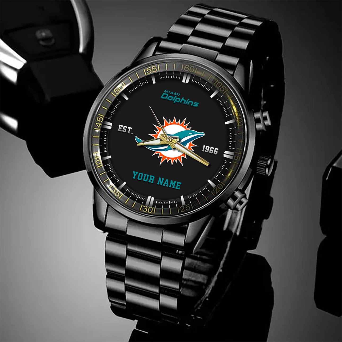 Miami Dolphins Black Fashion Watch Gifts For Sport Fans AZWATCH074