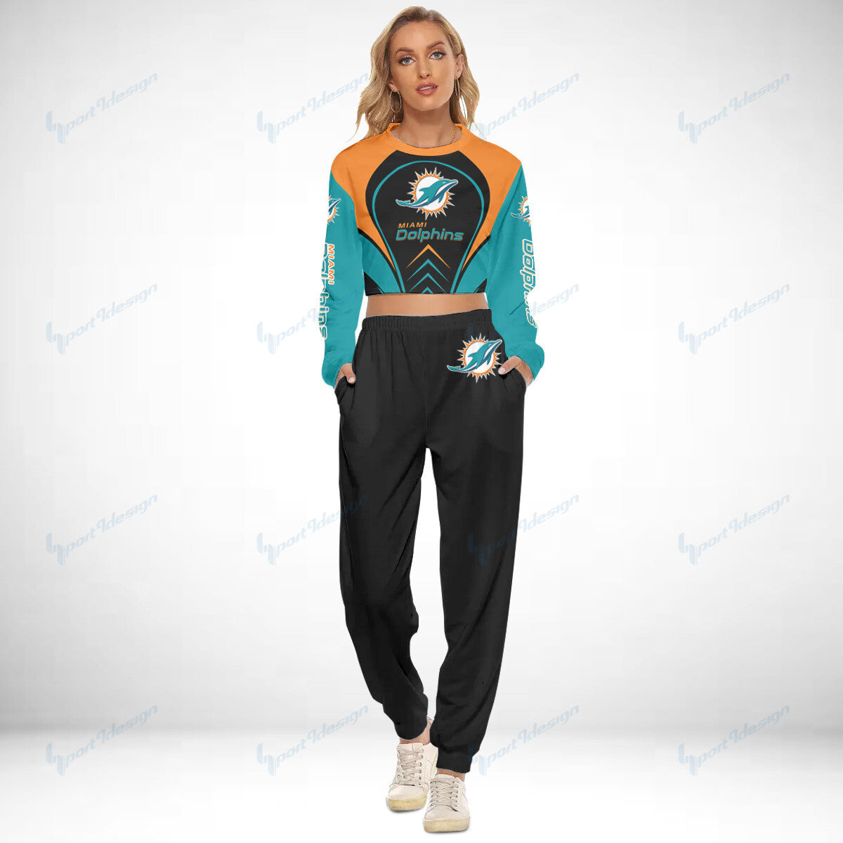 Miami Dolphins Crop Sweatshirt Suit 3