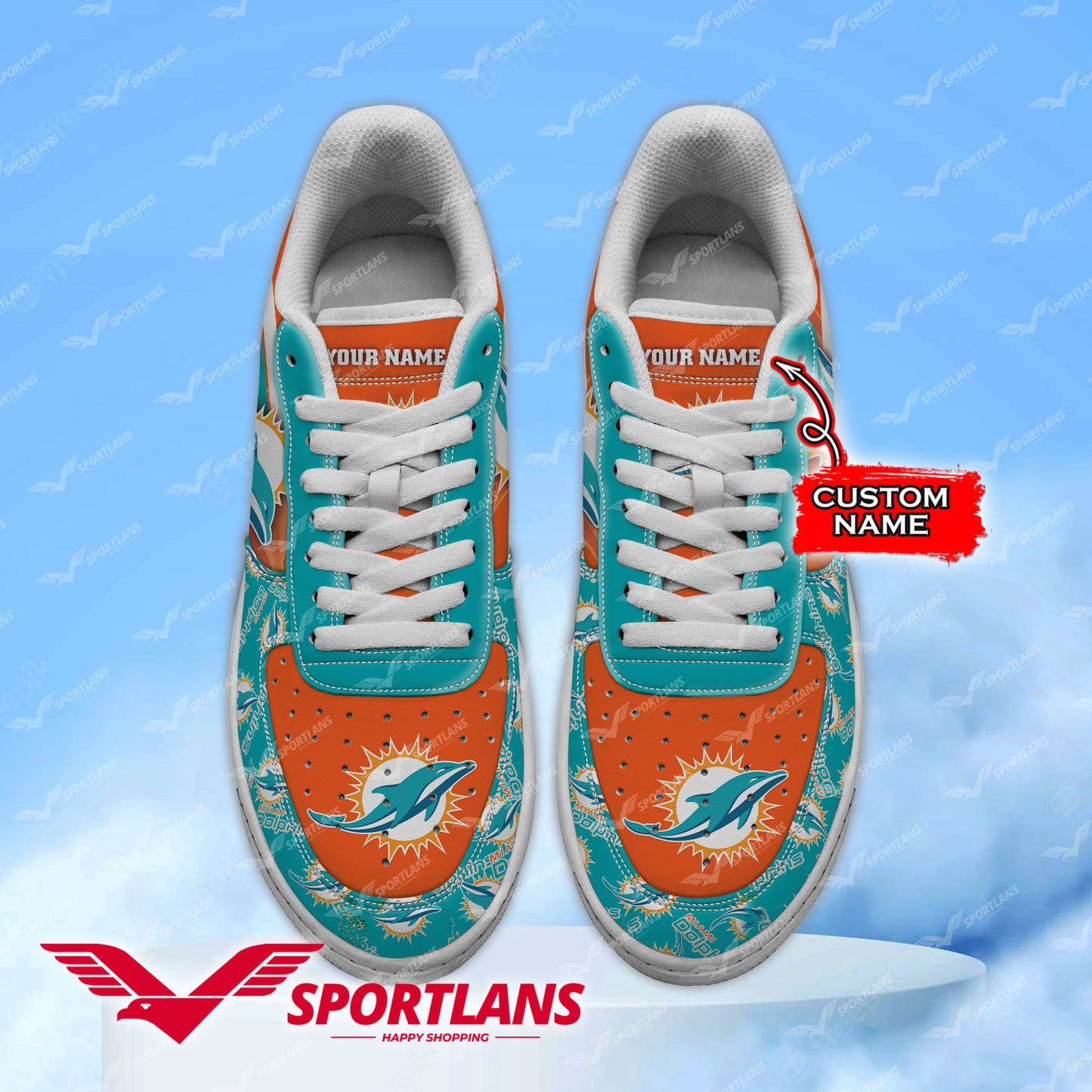 Miami Dolphins NFL Personalized Air Force 1 Shoes