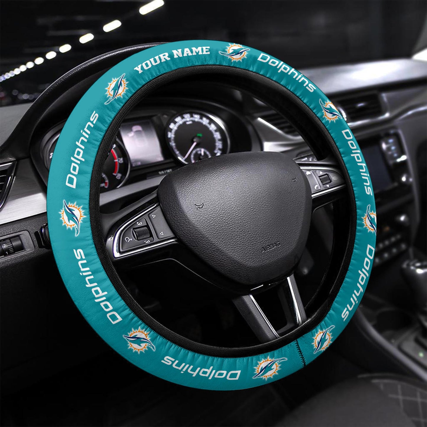 Miami Dolphins Personalized 3D Steering Wheel Cover 83
