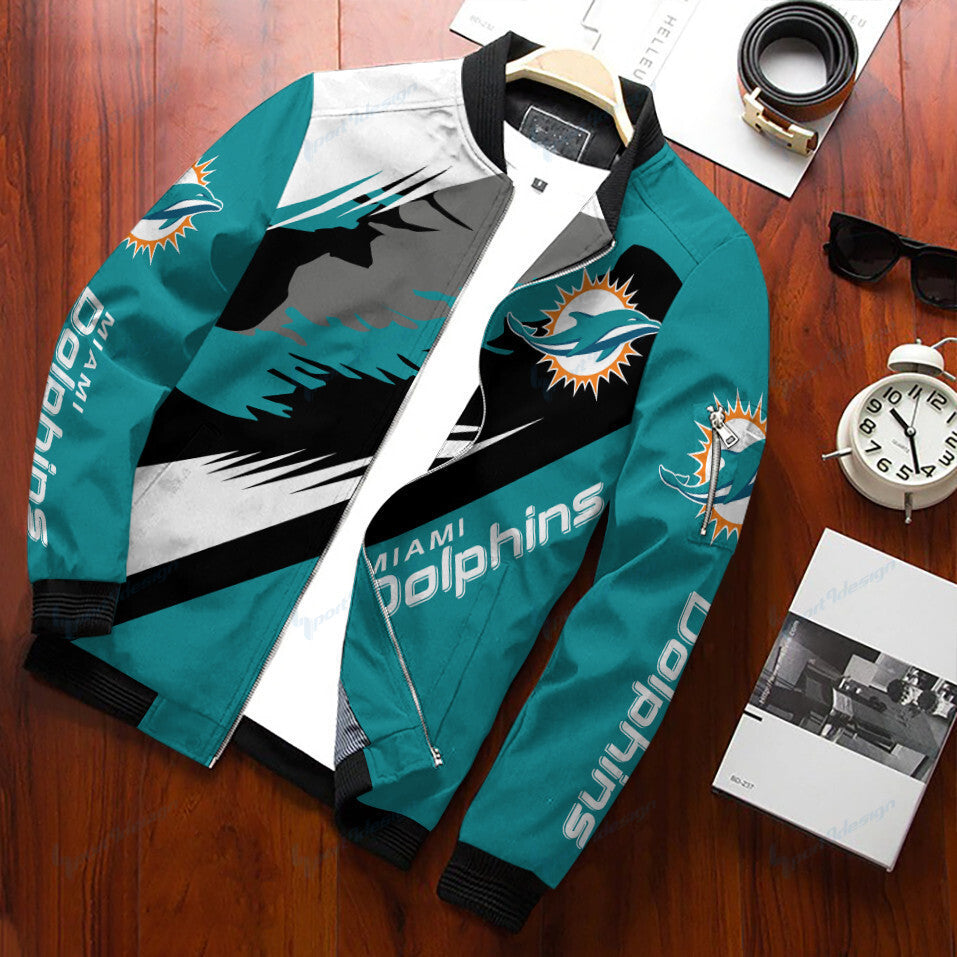 Miami Dolphins Personalized Bomber Jacket BG343