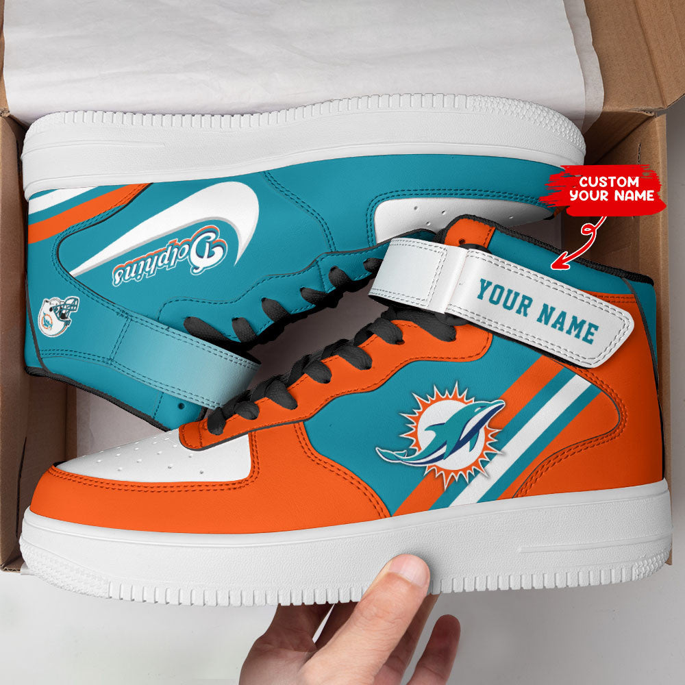 Miami Dolphins Personalized High AF1 Sneakers BG09