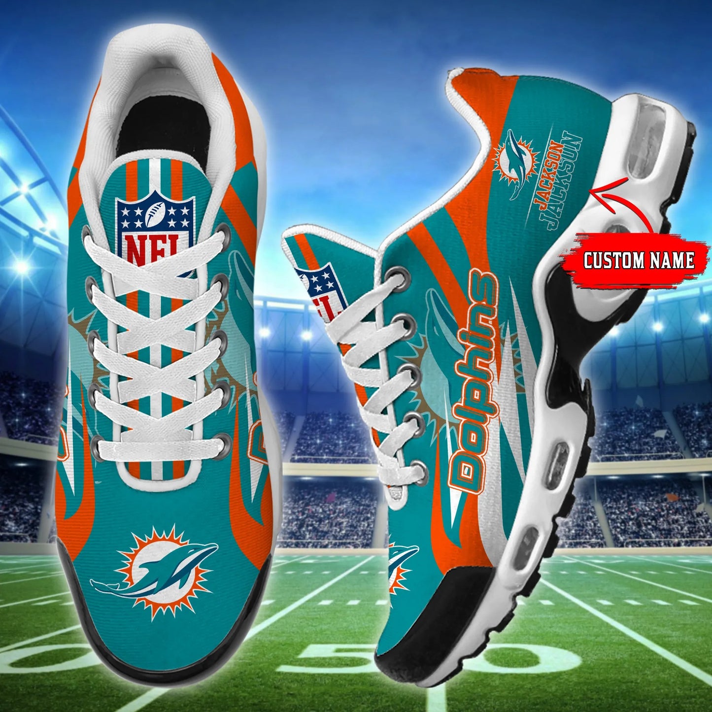 Miami Dolphins Personalized Plus T-N Youth Sneakers BG99