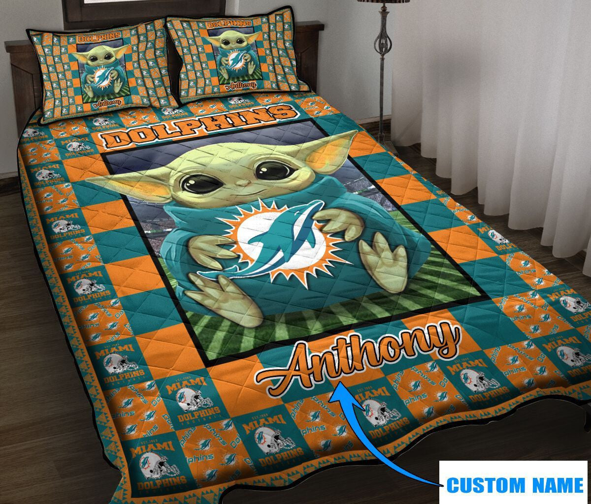 Miami Dolphins Personalized Quilt Set BG48