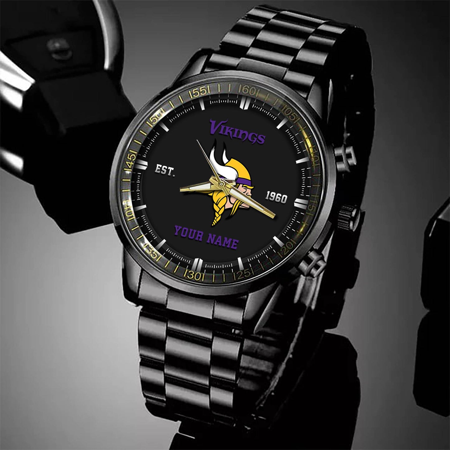 Minnesota Vikings Black Fashion Watch Gifts For Sport Fans AZWATCH075