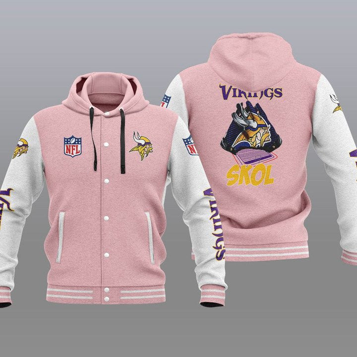Minnesota Vikings Hooded Button Jacket with Hood 35