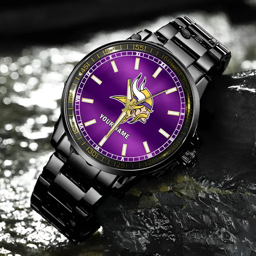 Minnesota Vikings Black Fashion Watch Gifts For Sport Fans AZWATCH047