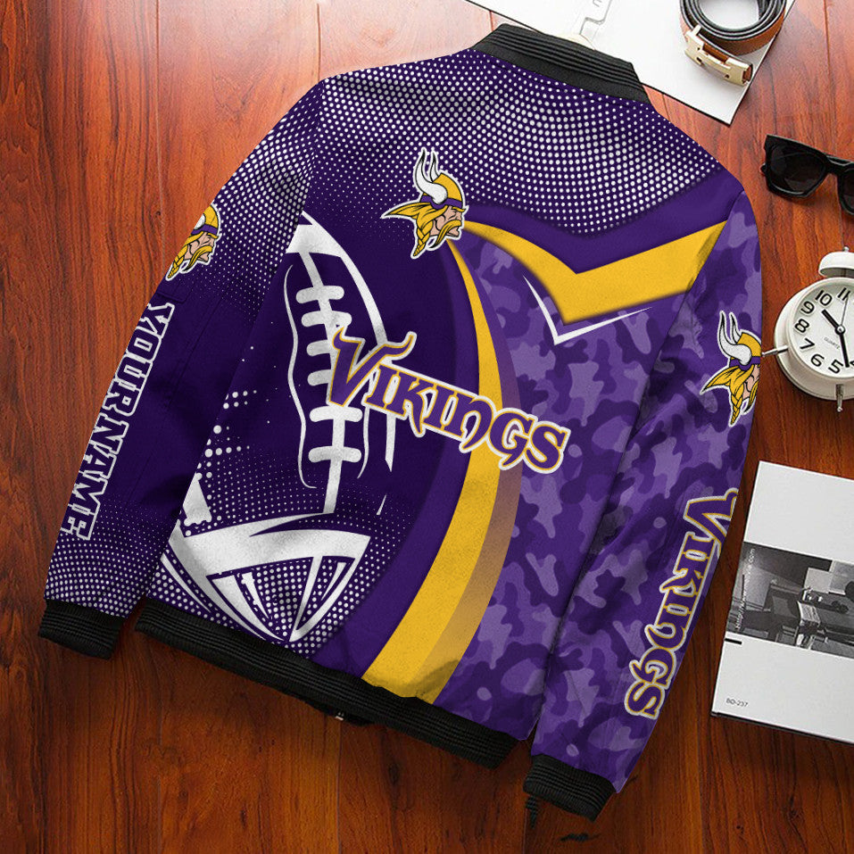 Minnesota Vikings Personalized Bomber Jacket BG721