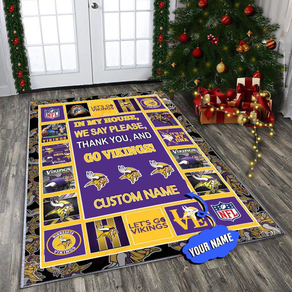 Minnesota Vikings Personalized Premium Rectangle Rug 33