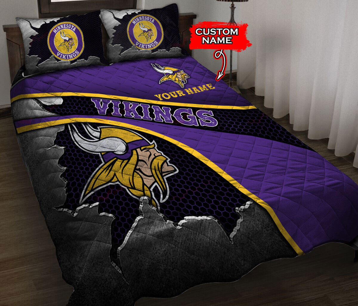 Minnesota Vikings Personalized Quilt Set BG135